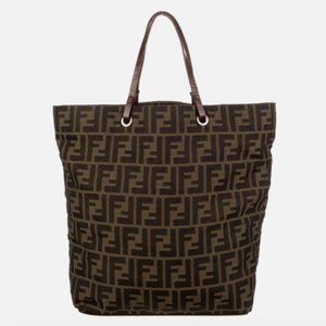 Fendi Brown Zucca FF Nylon Roll Tote